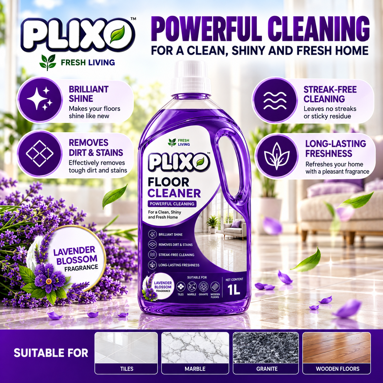 PLIXO Lavender Blossom Floor Cleaner 1 L