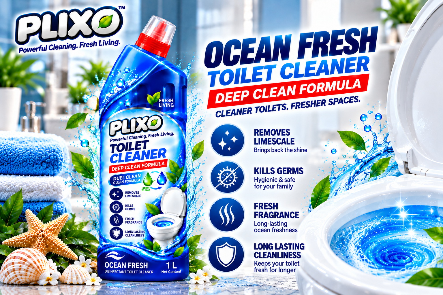 PLIXO Ocean Fresh Toilet Cleaner 1 L