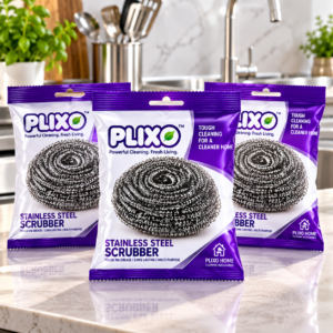 PLIXO™ Round Stainless Steel Scrubber – 3 pcs